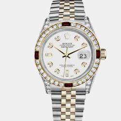 Rolex Customised White Diamond 18K Yellow Gold Stainless Steel Datejust 16013 Automatic Men's Wristwatch 36mm
