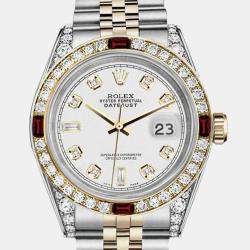 Rolex Customised White Diamond 18K Yellow Gold Stainless Steel Datejust 16013 Automatic Men's Wristwatch 36mm