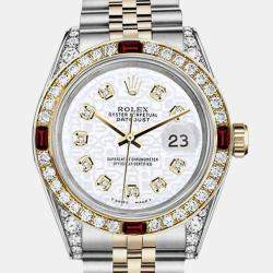 Rolex Customised White Diamond 18K Yellow Gold Stainless Steel Datejust 16013 Automatic Men's Wristwatch 36mm