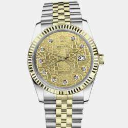 Rolex Customised Champagne Diamond Stainless Steel Datejust 16013 Automatic Men's Wristwatch 36mm