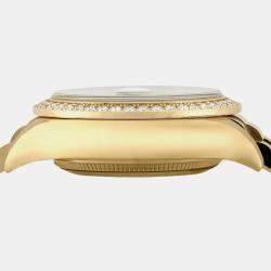 Rolex Customised Champagne Diamond Stainless Steel Day-Date 18038 Automatic Men's Wristwatch 36mm