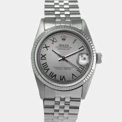 Rolex Grey Stainless Steel Datejust 16030 Automatic Men's Wristwatch 36mm