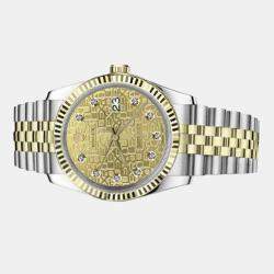Rolex Customised Champagne Diamond Stainless Steel Datejust 16013 Automatic Men's Wristwatch 36mm
