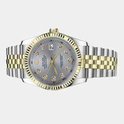 Rolex Customised Grey Diamond 18K Yellow Gold Datejust 16013 Automatic Men's Wristwatch 36mm