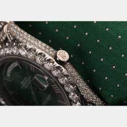 Rolex Customised White 16.00CT Diamond 18k White Gold Day-Date Automatic Men's Wristwatch 41mm