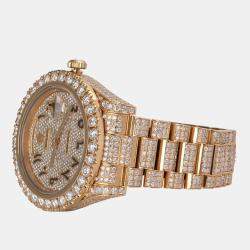 Rolex Customised Diamond 18K Yellow Gold Day-Date 228238 Automatic Men's Wristwatch 36mm