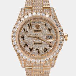 Rolex Customised Diamond 18K Yellow Gold Day-Date 228238 Automatic Men's Wristwatch 36mm