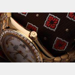 Rolex Customised White MOP Diamond 18K Yellow Gold Day-Date 18038 Automatic Men's Wristwatch 36mm