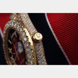 Rolex Customised Red Vignette Diamond 18K Yellow Gold Day-Date 18038 Automatic Men's Wristwatch 36mm