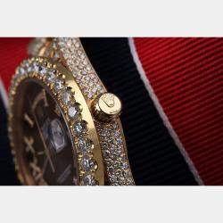 Rolex Customised Chocolate Diamond 18K Yellow Gold Day-Date 18038 Automatic Men's Wristwatch 36mm