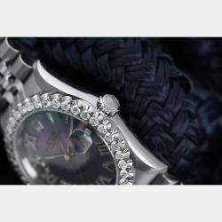 Rolex Customised Tahitian Diamond Stainless Steel Datejust 16014 Automatic Men's Wristwatch 36mm