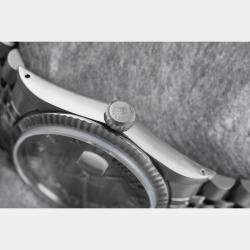 Rolex Customised Silver Diamond Stainless Steel Datejust 16014 Automatic Men's Wristwatch 36mm