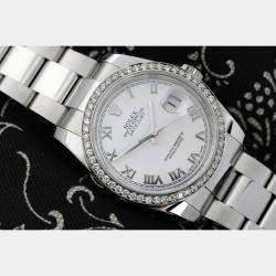 Rolex Customised White Diamond Stainless Steel Datejust 116234 Automatic Men's Wristwatch 36mm