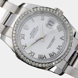 Rolex Customised White Diamond Stainless Steel Datejust 116234 Automatic Men's Wristwatch 36mm