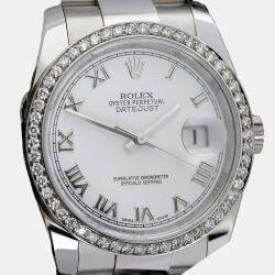 Rolex Customised White Diamond Stainless Steel Datejust 116234 Automatic Men's Wristwatch 36mm