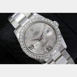 Rolex Customised Silver Diamond Stainless Steel Datejust 116234 Automatic Men's Wristwatch 36mm