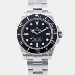 Rolex Black Stainless Steel Submariner 124060 Automatic Men's Wristwatch 41 mm