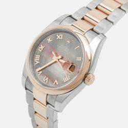 Pre Owned Rolex Brown Mother Of Pearl 18K Everose Gold Oystersteel Datejust 116201 Women's Wristwatch 36 mm
