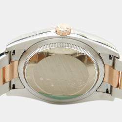 Pre Owned Rolex Brown Mother Of Pearl 18K Everose Gold Oystersteel Datejust 116201 Women's Wristwatch 36 mm