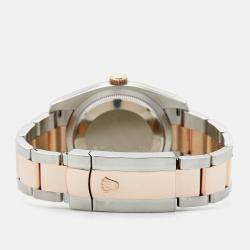 Pre Owned Rolex Brown Mother Of Pearl 18K Everose Gold Oystersteel Datejust 116201 Women's Wristwatch 36 mm