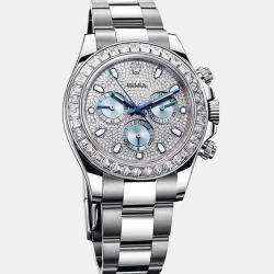 Rolex Diamond Platinum Cosmograph Daytona 116576TBR Automatic Men's Wristwatch 40 mm