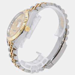 Rolex Fluted Diamond 18k Yellow Gold Stainless Steel Datejust 126233 Automatic Men's Wristwatch 36 mm