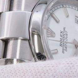 Rolex White Stainless Steel Datejust 116200 Automatic Men's Wristwatch 36 mm