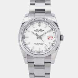 Rolex White Stainless Steel Datejust 116200 Automatic Men's Wristwatch 36 mm