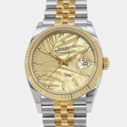 Rolex Gold 18k Yellow Gold Stainless Steel Datejust 126233 Automatic Men's Wristwatch 36 mm