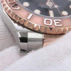 Rolex Black 18k Rose Gold Stainless Steel Yacht-Master 268621 Automatic Men's Wristwatch 37 mm