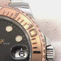 Rolex Black 18k Rose Gold Stainless Steel Yacht-Master 268621 Automatic Men's Wristwatch 37 mm