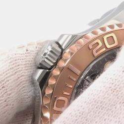 Rolex Black 18k Rose Gold Stainless Steel Yacht-Master 268621 Automatic Men's Wristwatch 37 mm