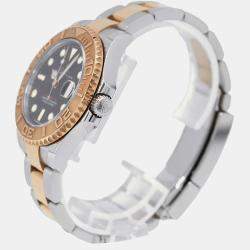 Rolex Black 18k Rose Gold Stainless Steel Yacht-Master 268621 Automatic Men's Wristwatch 37 mm