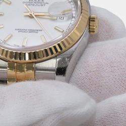 Rolex White 18k Yellow Gold Stainless Steel Datejust Automatic Men's Wristwatch 36 mm