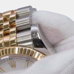 Rolex White 18k Yellow Gold Stainless Steel Datejust Automatic Men's Wristwatch 36 mm