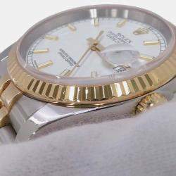 Rolex White 18k Yellow Gold Stainless Steel Datejust Automatic Men's Wristwatch 36 mm
