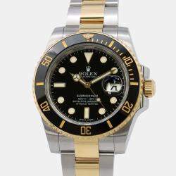 Rolex Black 18k Yellow Gold Stainless Steel Submariner 116613LN Automatic Men's Wristwatch 40 mm