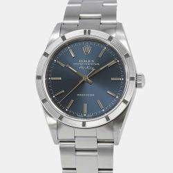 Rolex Blue Stainless Steel Air-King 14010 Automatic Men's Wristwatch 34 mm