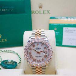 Rolex MOP Customised 7ct Diamond 18k Rose Gold Stainless Steel Datejust 126331 Automatic Men's Wristwatch 41 mm