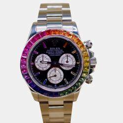 Rolex Black Customised Stainless Steel Cosmograph Daytona Automatic Men's Wristwatch 40 mm