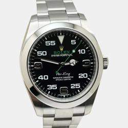 Rolex Black Stainless Steel Air-King 116900 Automatic Men's Wristwatch 40 mm
