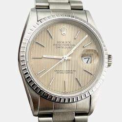 Rolex Silver Stainless Steel Datejust 16220 Automatic Men's Wristwatch 36 mm