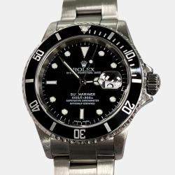 Rolex Black Stainless Steel Submariner 16610 Automatic Men's Wristwatch 40 mm