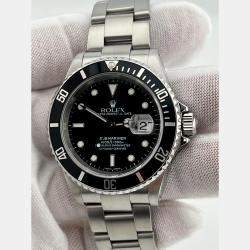 Rolex Black Stainless Steel Submariner 16610 Automatic Men's Wristwatch 40 mm
