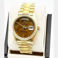 Rolex Wood 18k Yellow Gold Day - Date President 18078 Automatic Men's Wristwatch 36 mm