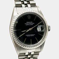 Rolex Black Stainless Steel Datejust 16030 Automatic Men's Wristwatch 36 mm