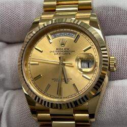 Rolex Champagne 18k Yellow Gold Day Date President 128238 Automatic Men's Wristwatch 36 mm