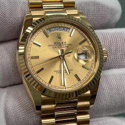 Rolex Champagne 18k Yellow Gold Day Date President 128238 Automatic Men's Wristwatch 36 mm