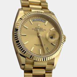 Rolex Champagne 18k Yellow Gold Day Date President 128238 Automatic Men's Wristwatch 36 mm