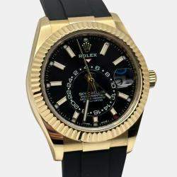 Rolex Black 18k Yellow Gold Sky-Dweller 326238 Automatic Men's Wristwatch 42 mm